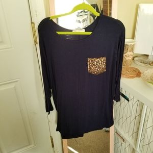 $5 sale! Fashionomics Sequin Pocket Top